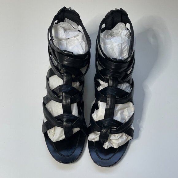 Sigerson Morrison Flat Black Leather Gladiator Sandals US 8.5 - Picture 8 of 12